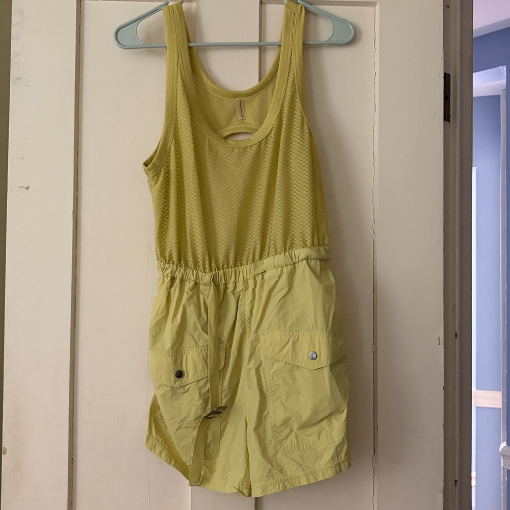 Free People Movement Lime Green Romper Size S Athletic Edgy Unique Athleisure